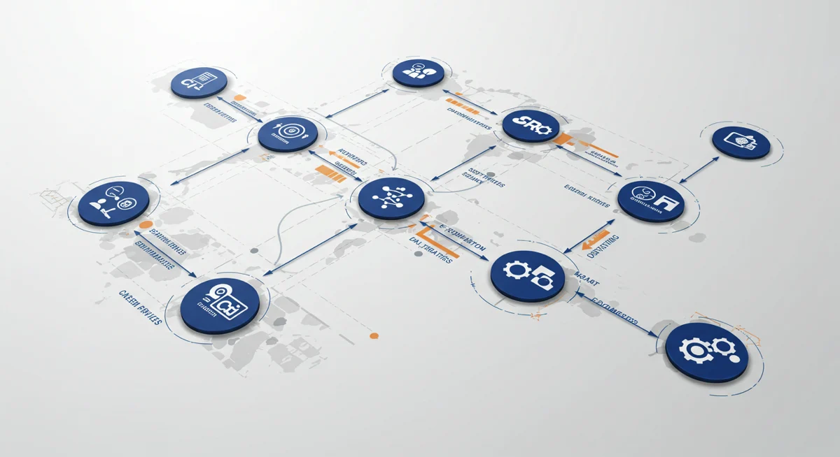 Blueprint diagram showing interconnected business platforms