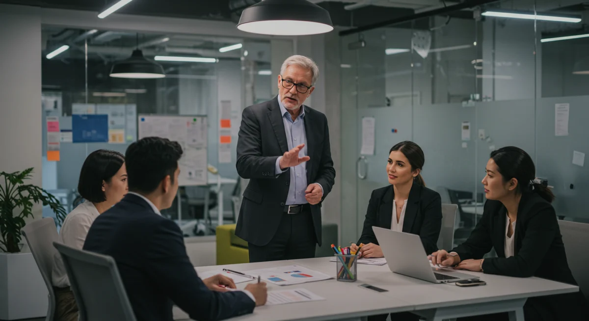 Business team meeting guided by a Fractional CTO