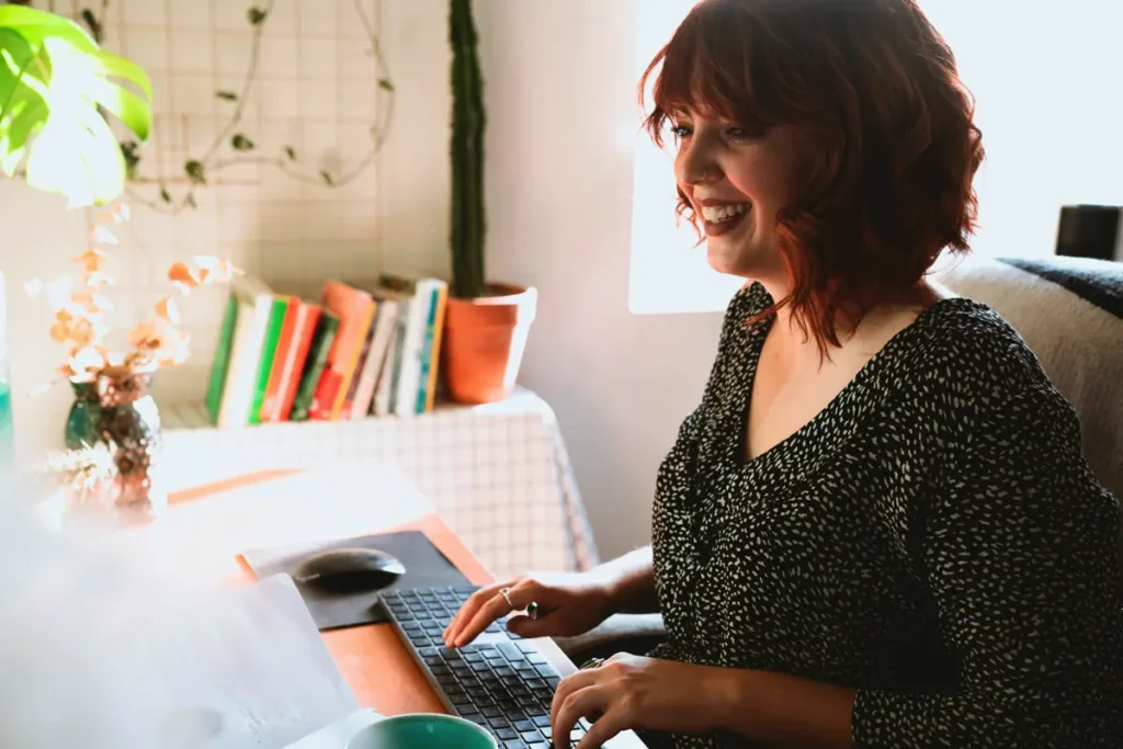 Happy White Internet Customer