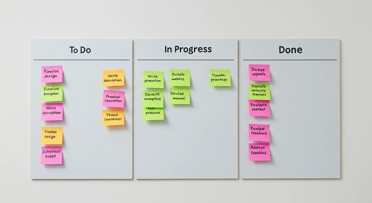 Basic illustration of a simple Kanban board