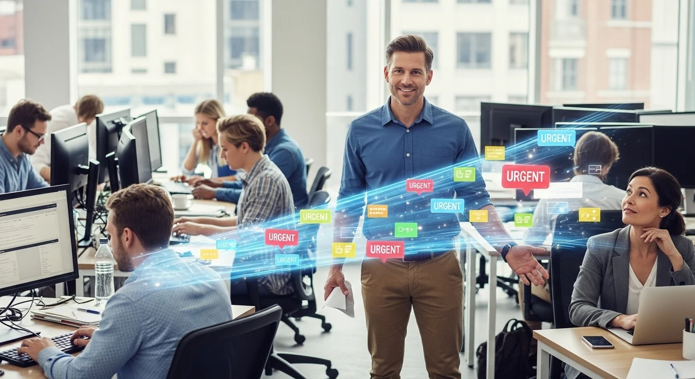 Scrum Master shielding a software team from interruptions during Scrum delivery.