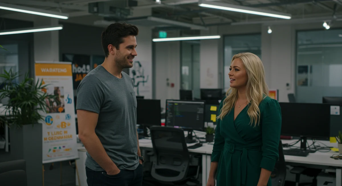 Talking in marketing office